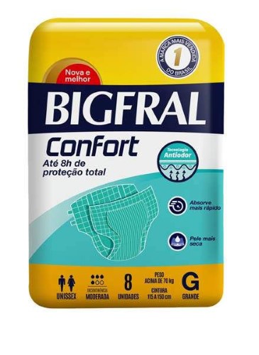 Fralda Geriátrica Bigfral Confort Grande 8 Unidades