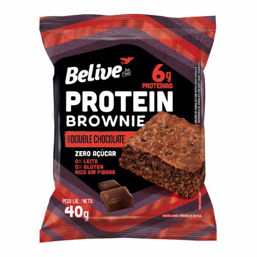 Brownie Protein Belive Double Chocolate Zero Açúcar, Glúten e Lactose com 40g