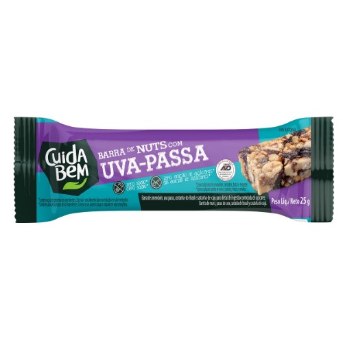 Barra de Nuts Cuida Bem Sabor Uva Passa com 25g