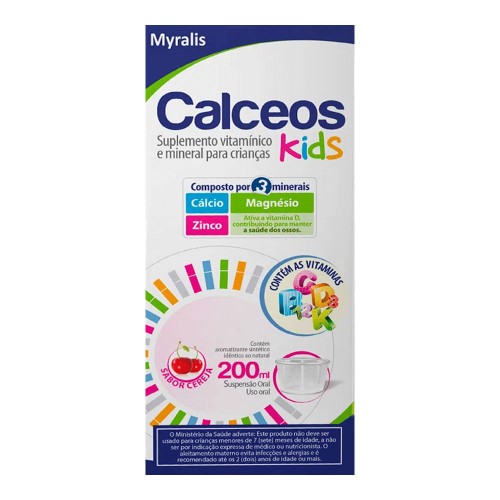 Suplemento Vitamínico Infantil Calceos Kids Sabor Cereja com 200ml