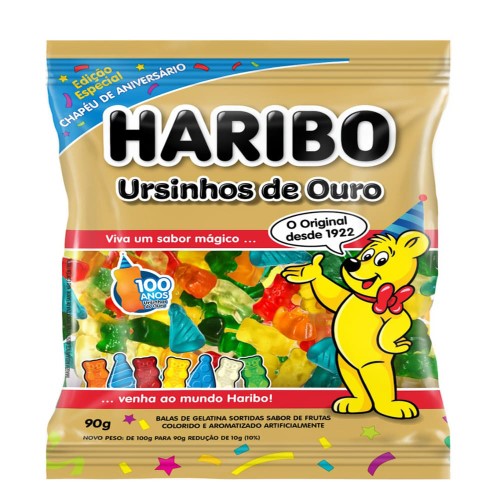 Balas de Gelatina Haribo Ursinhos de Ouro Frutas 90g