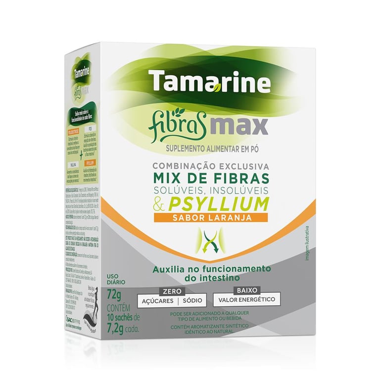 Tamarine Fibra Max Laranja 10 Sachês De 7,2g Cada