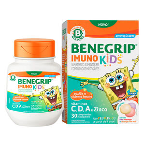 Benegrip Imuno Kids Com 30 Comprimidos Mastigaveis Uva/morango/laranja E  Com Mel