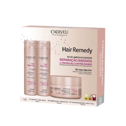 Cadiveu Professional Kit Hair Remedy Reparador (3 produtos)