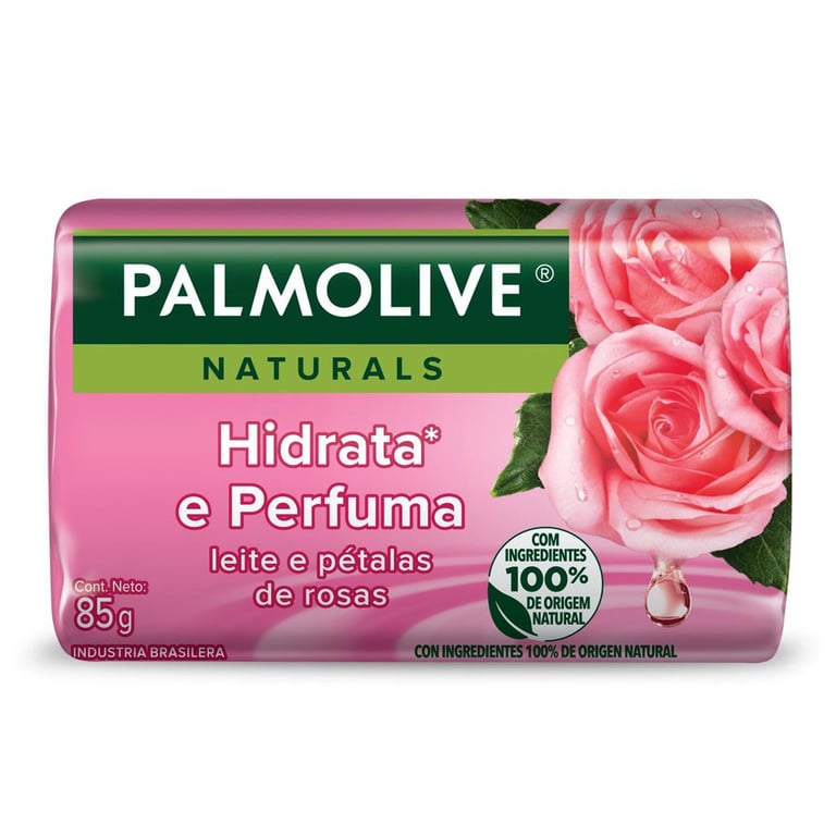 Sabonete Corporal Palmolive Naturals Hidrata & Perfuma Leite e Pétalas de Rosas barra, 1 unidade com 85g