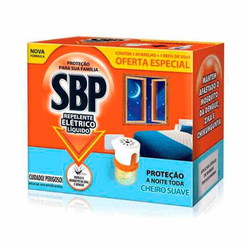 Repelente Elétrico Líquido SBP 45 Noites Cheiro Suave + Refil 35ml