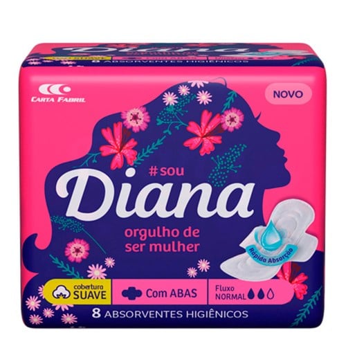 Absorvente Esterno Diana Suave com Abas 8 Unidades