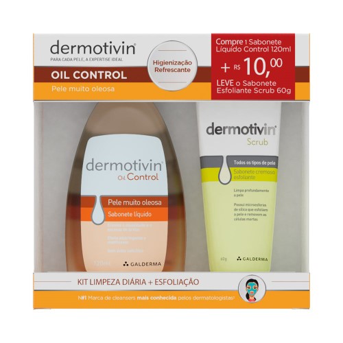 Dermotivin Control Kit com Sabonete Líquido + Sabonete Esfoliante