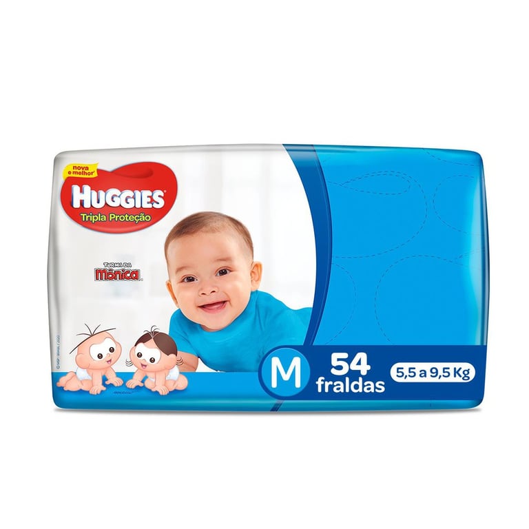 Fralda Huggies Tripla Proteção Tamanho M Pacote Mega 54 Fraldas Descartáveis