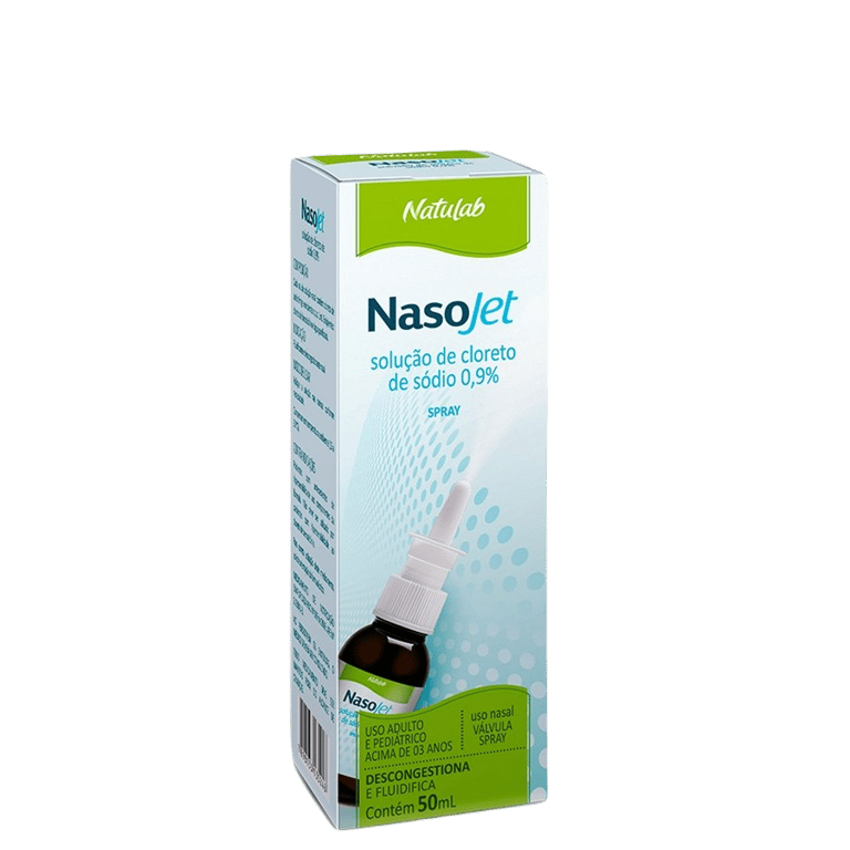 Nasojet 9mg/mL, caixa com 1 frasco spray com 50mL de solução de uso nasal