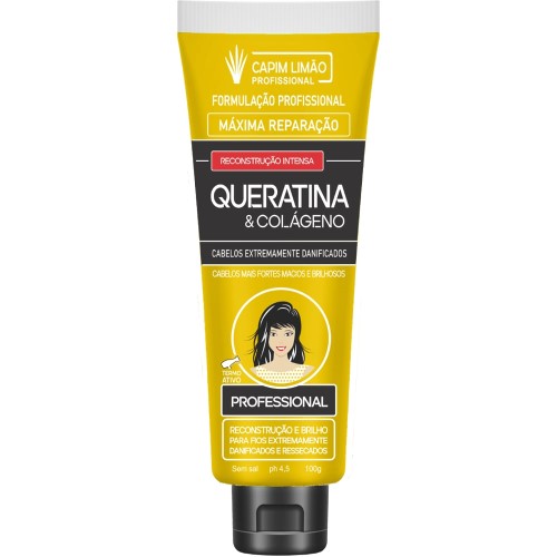 Queratina + Colágeno Capilar Capim Limão 100g