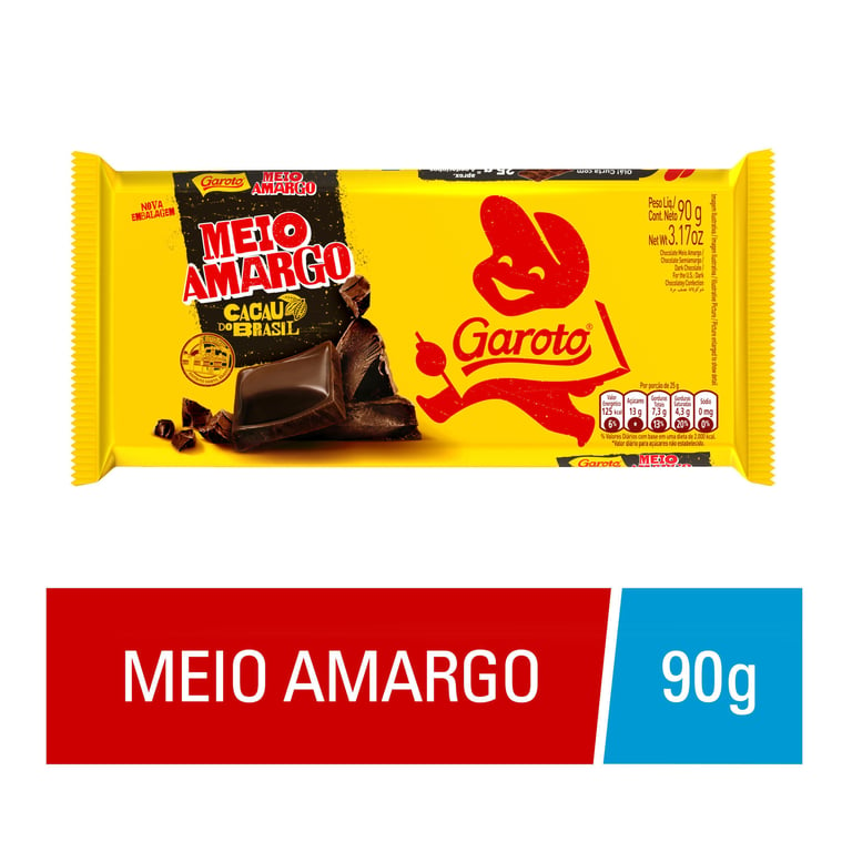 Chocolate Garoto Tablete Meio Amargo 100G - Garoto