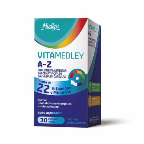 Suplemento Alimentar VitaMedley A-Z Sabor Baunilha com 30 cápsulas