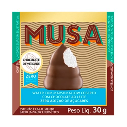 Musa Gold & Ko Ao Leite Zero Açúcar Wafer com Marshmallow 30g