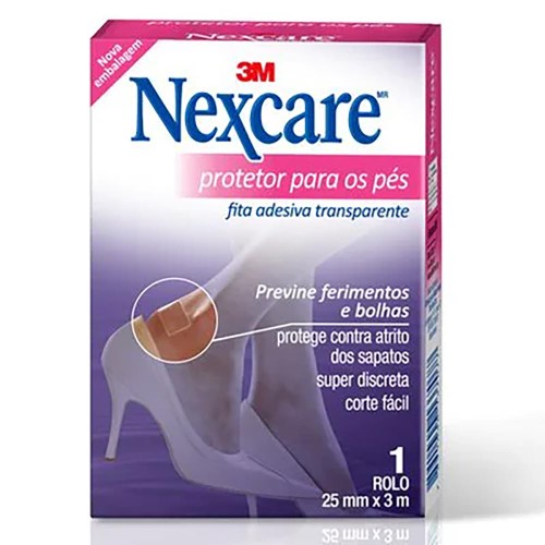 Fita Protetora para os Pés Nexcare Transparente com 1 rolo de 25mmx3m