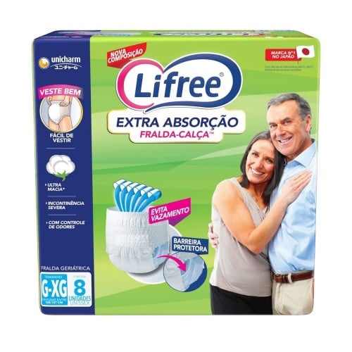 Fralda Calça Geriátrica Unissex Lifree Extra Absorção G/XG 8 unidades