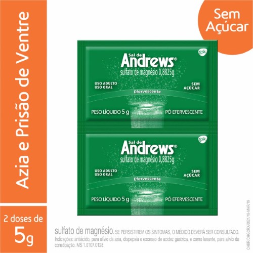 Sal de Andrews Sulfato de Magnésio 0,8825g Pó Efervescente 2 envelopes de 5g cada