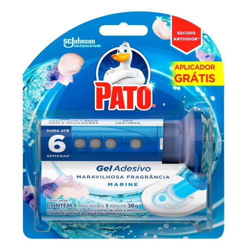 Desodorizador Sanitário Pato Gel Adesivo Marine 38g Ganhe Aplicador