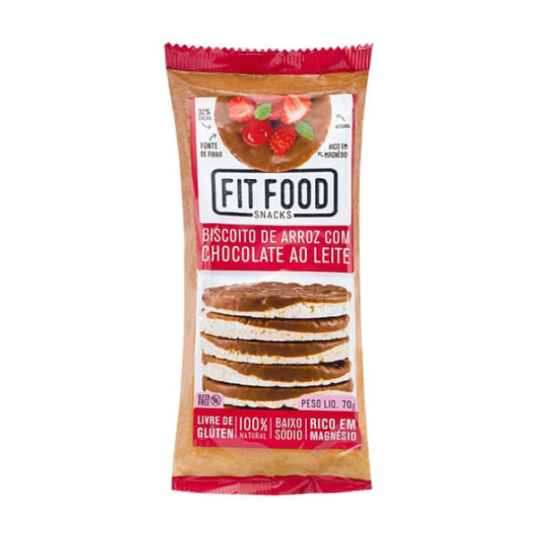 Biscoito De Arroz Fit Food Chocolate Ao Leite 70g