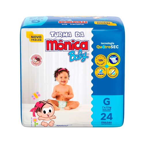 Fralda Turma da Mônica Baby G - 24 Unidades