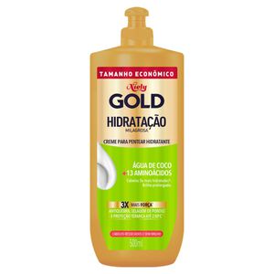 Creme Para Pentear Hidratante Água De Coco + 13 Aminoácidos Niely Gold Hidratação Milagrosa Frasco 500ml Tamanho Econômico