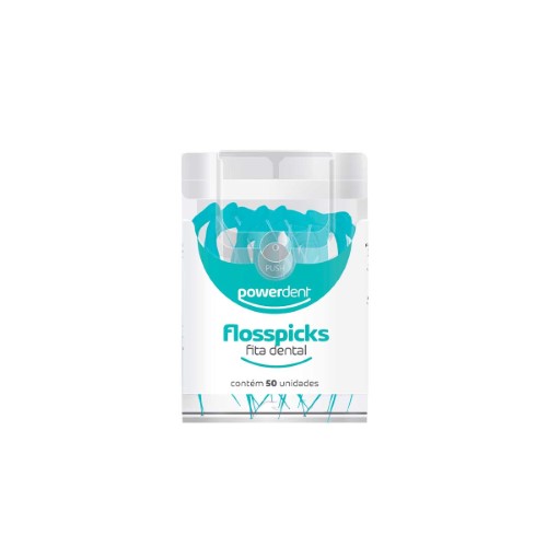 Fita Dental Powerdent Flosspicks com 50 Metros