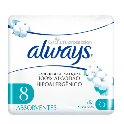 Absorvente Always Hipoalergênico Cotton Protection 8 Unidades