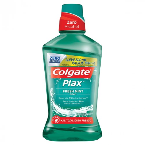 Enxaguante Antisséptico Bucal Colgate Plax Fresh Mint Sem Álcool com 500ml