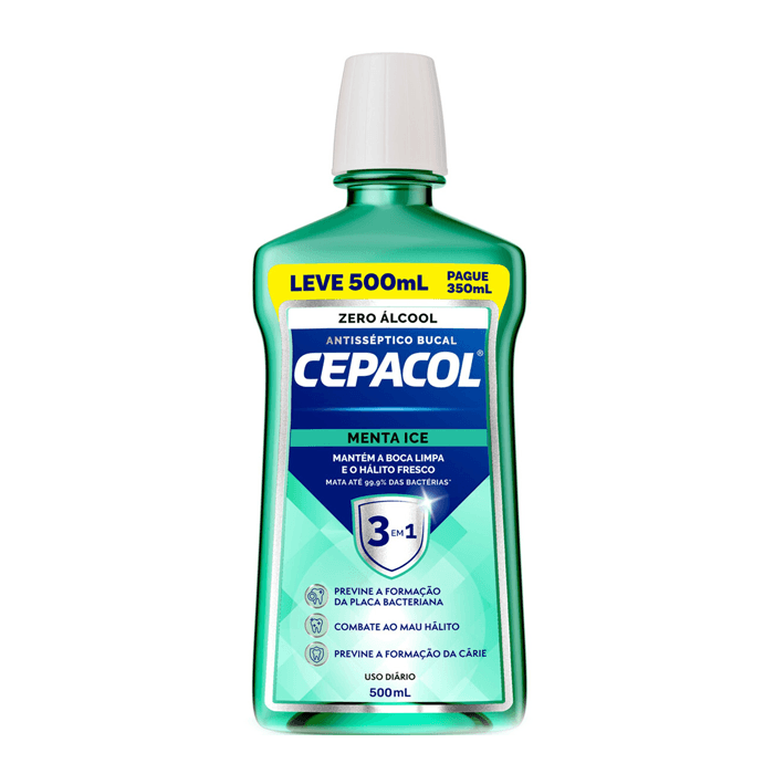 Enxaguante Bucal Cepacol 3 em 1 Menta Ice 500ml