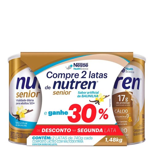 Suplemento Alimentar Nestlé Nutren Senior Sabor Baunilha 2 Unidades De 740g Cada