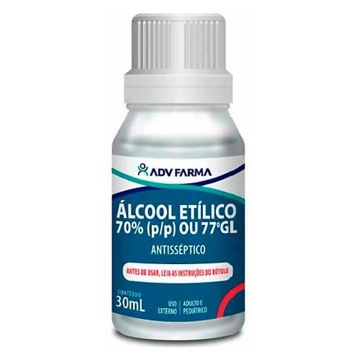 Álcool Etilico 70% Hidratado ADV Farma com 30ml