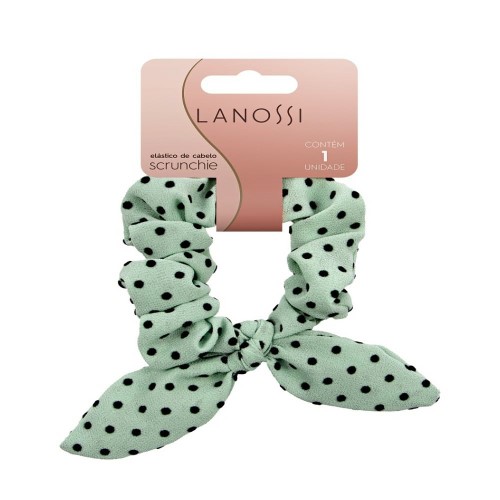 Elástico De Cabelo Lanossi Scrunchie Mint Green Poa Lanossi 1 Unidade