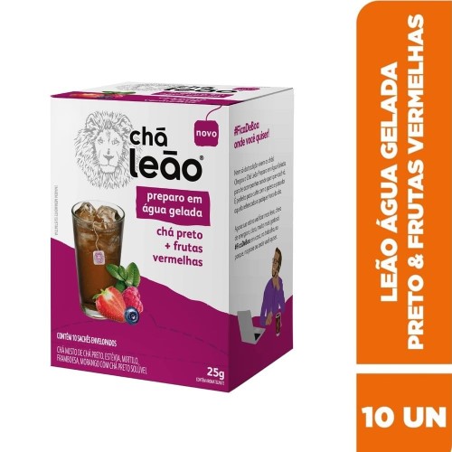 Chá Leão Preto + Frutas Vermelhas 10 Sachês 25g