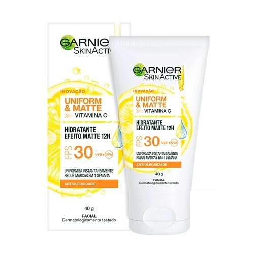 Protetor Hidratante Facial Garnier Uniform & Matte Vitamina C Fps30 40g