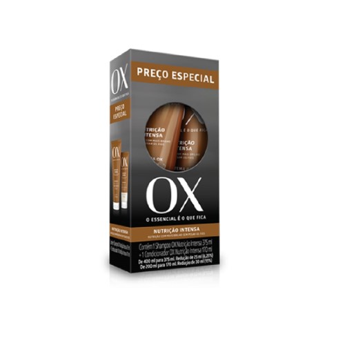 OX Cosmeticos Nutrição intensa Kit – Shampoo 375ml + Condicionador 170ml