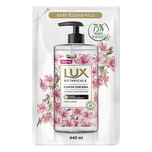 Sabonete Lux Mãos Flor Cereja refil líquido 440ml