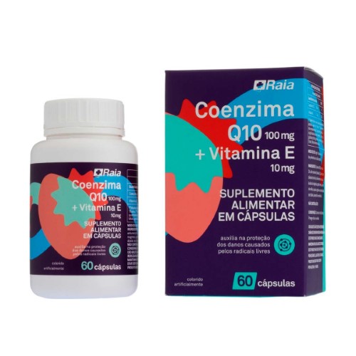 Coenzima Q10 100mg + Vitamina E 10mg Raia com 60 cápsulas