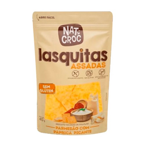 Lasquitas Assadas Nat Croc Parmesão com Páprica Picante Sem Glúten 40g