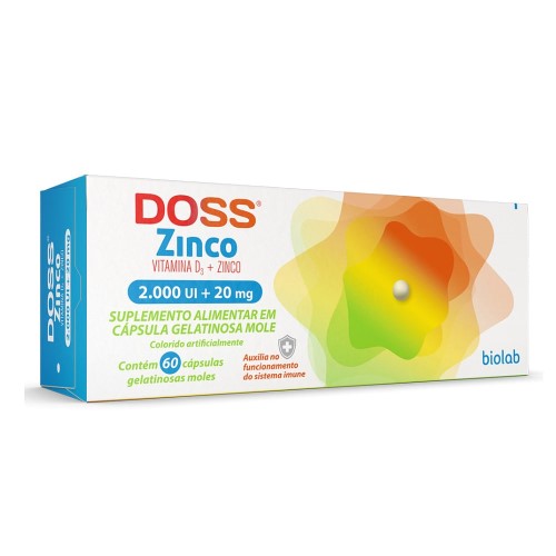 Vitamina D 2.000UI + Zinco 20mg Doss Zinco 60 cápsulas