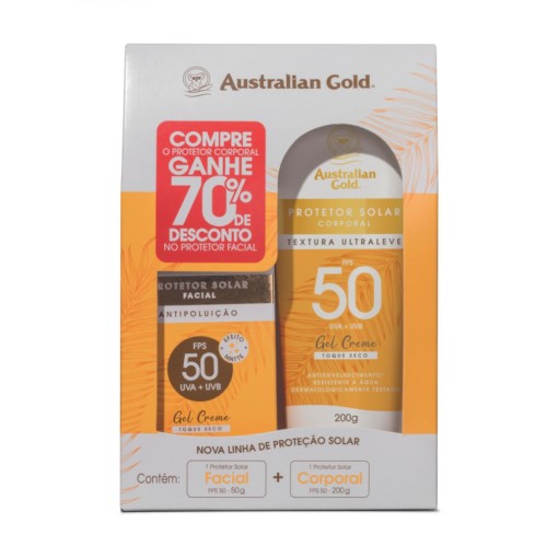 Protetor Solar Corporal Australian Gold FPS 50 200g Ganhe 70% Desconto no Protetor Facial FPS 50 Antipoluição 50g