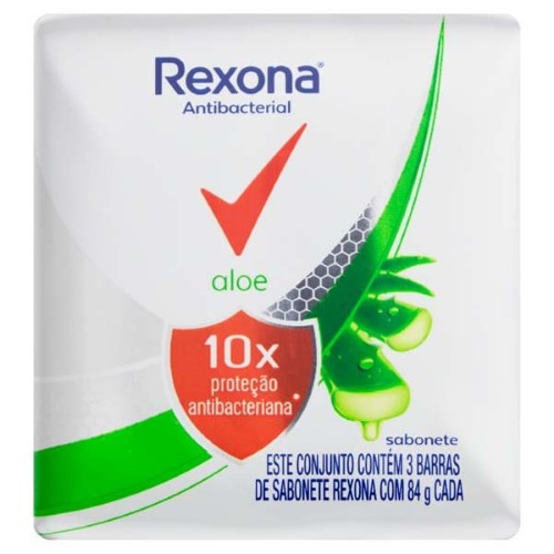 Kit Sabonete Rexona Antibacterial Aloe 3 Unidades 84g Cada