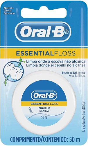 Fio Dental Encerado Oral-b Essential Floss 50 Metros