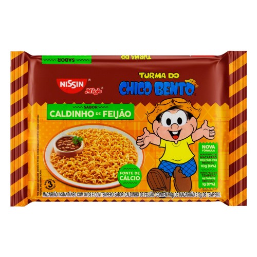 Macarrão Instantâneo Nissin Miojo Turma do Chico Bento Sabor Caldinho de Feijão 70g