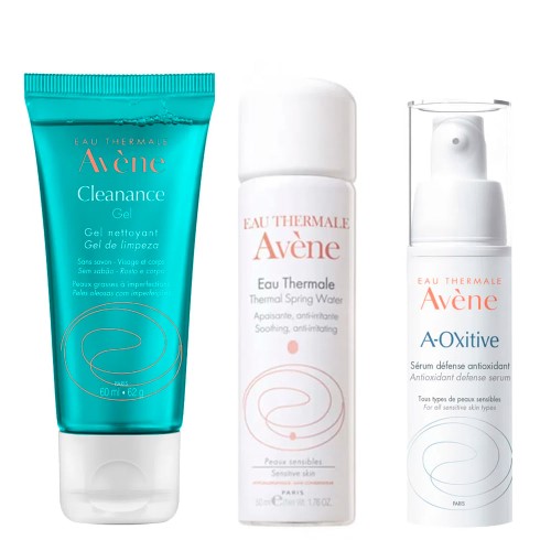 Avène Kit - Sérum Facial + Água Termal + Gel de Limpeza