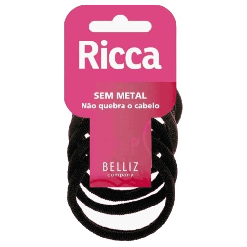 Elástico para Cabelo Ricca Basics Fashion sem Metal com 6 unidades