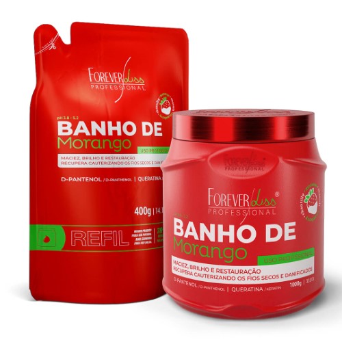 Combo Leve Junto: Máscara Banho de Verniz Morango + Refil Forever Liss