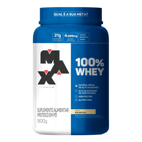 Whey Protein Max Titanium 100% Whey Baunilha Pote 900g