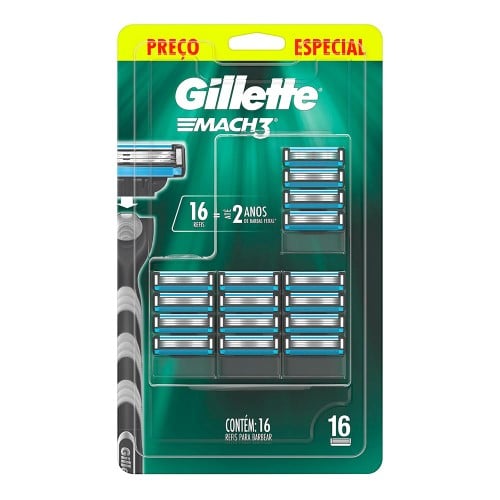 Carga para Aparelho de Barbear Gillette Mach3 com 16 Unidades