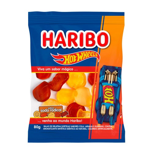 Balas de Gelatina Haribo Hot Wheels Soda Radical 80g