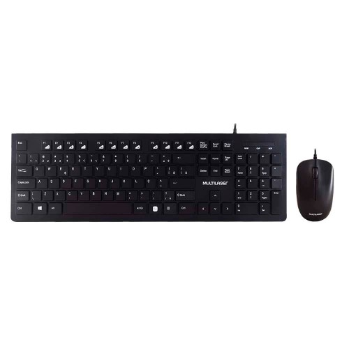 Teclado e Mouse Multilaser com Fio Multimídia USB Preto 1 Unidade